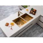Aqu Brushed Gold Handmade Double Bowls Sink 770*450*215